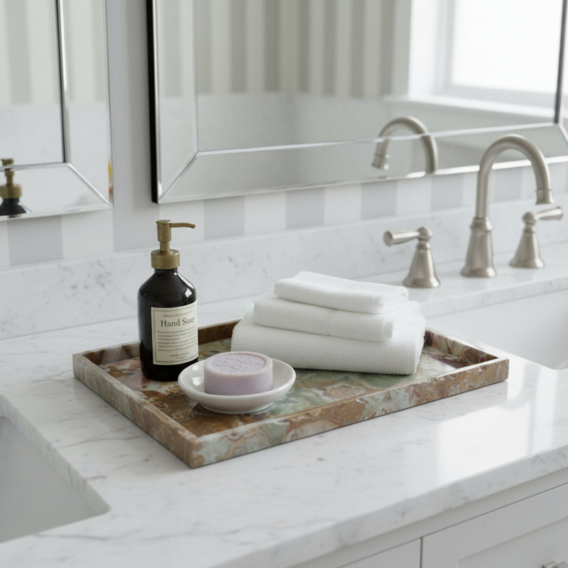 Plateau de service rectangulaire en onyx de 16 po - Élégant décor luxueux pour la maison et la cuisine