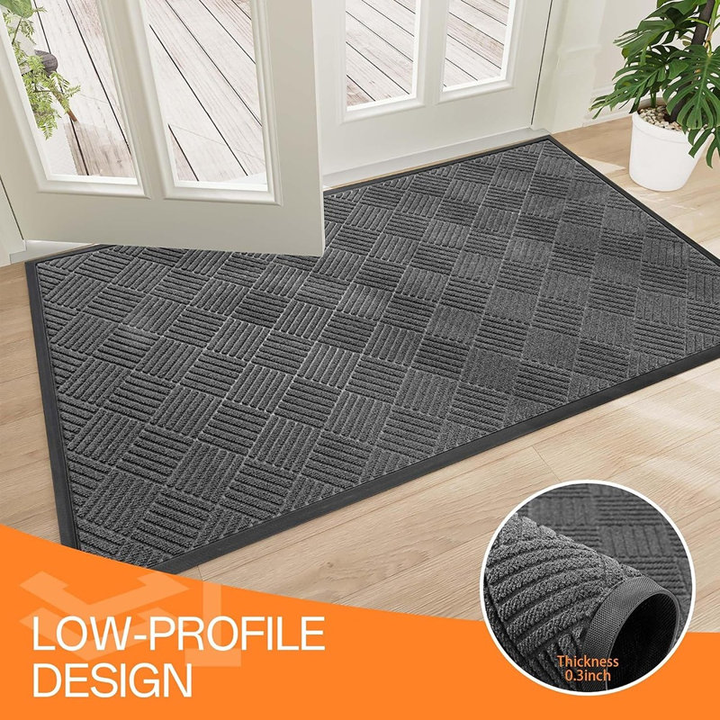 Tapis d'entrée gris antidérapant pour la maison