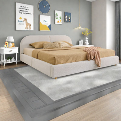 Lits spacieux très grand avec structure en MDF moderne, rangement sur roulettes, tête de lit haute