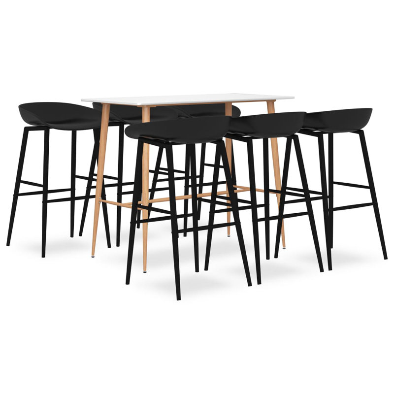 Barlow 6 - Person Dining Set, White, Black