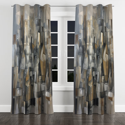 Izaguirre - Abstract Midcentury Grommet Curtain - Velvet Room Darkening - 1 panel