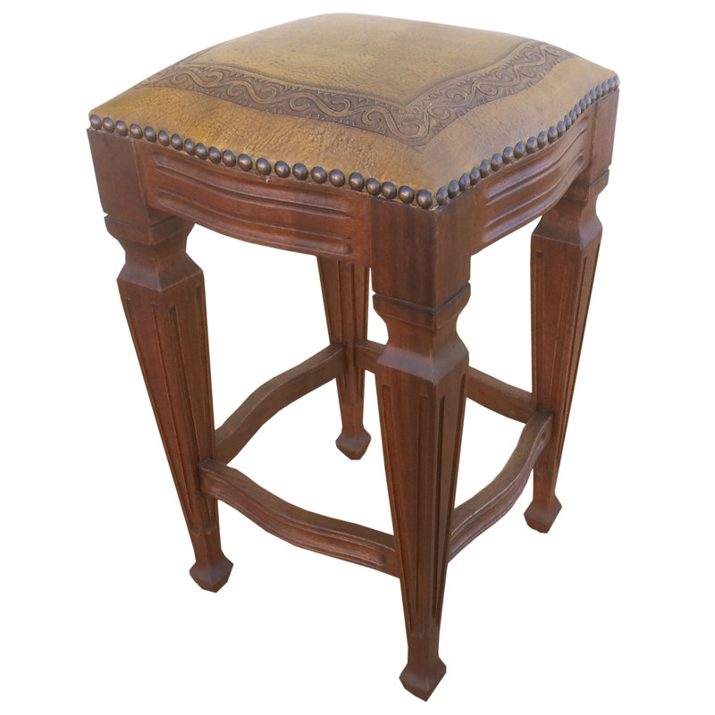 Zorro Upholstered Stool with Solid Wood Frame, Mustard, Counter Stool (26" Seat Height)