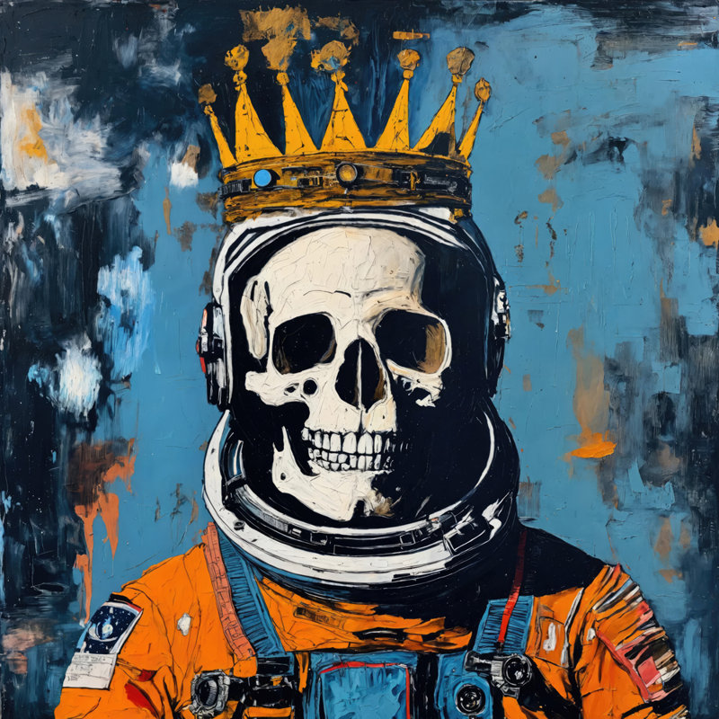 Spaceman 4-Hommage-Basquiat, estampe numérique sur toile tendue avec châssis, H 36 po x l 36 po