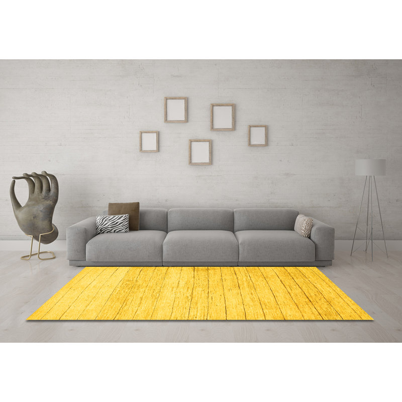 Tapis contemporains jaunes lavables à la machine 313, Carré 5 pi