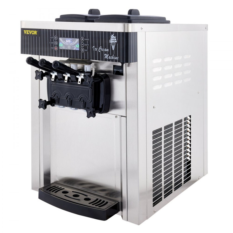 Machine à crème glacée commerciale de 5,3 à 7,4 gallons par heure, service doux avec affichage à DEL