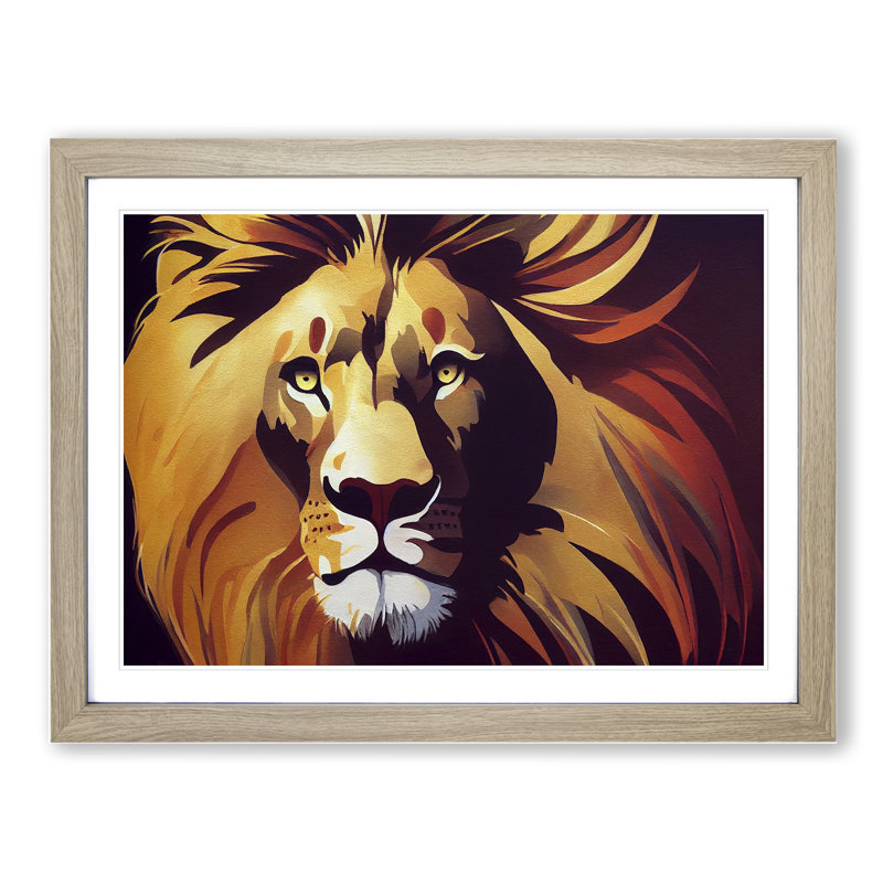 Unbelievable Lion - Framed Print, 46cm H x 64cm W x 2cm D, Oak