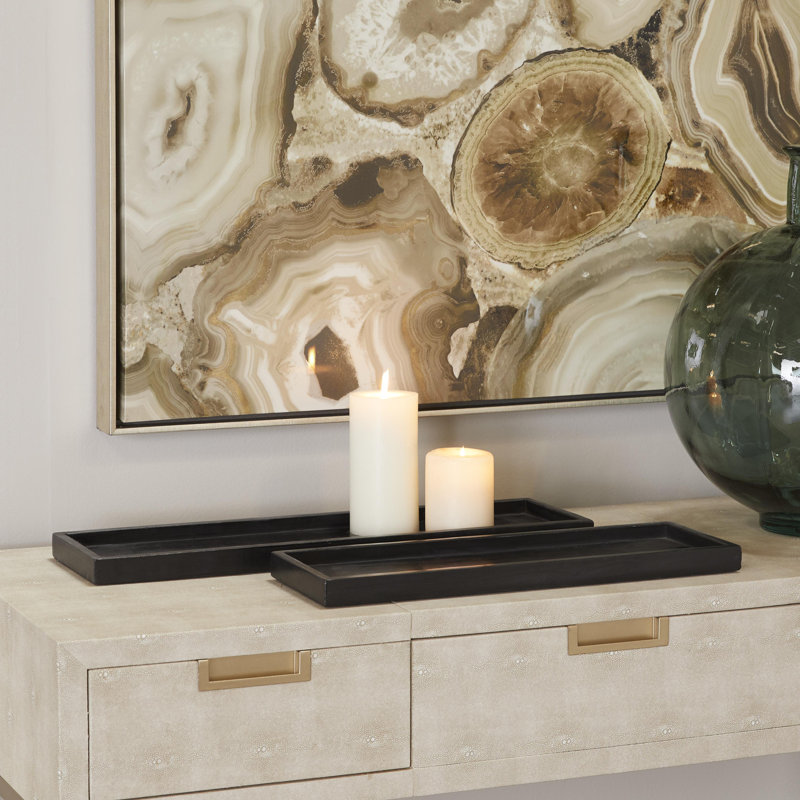  2 Piece Ottoman Tray Set, Black