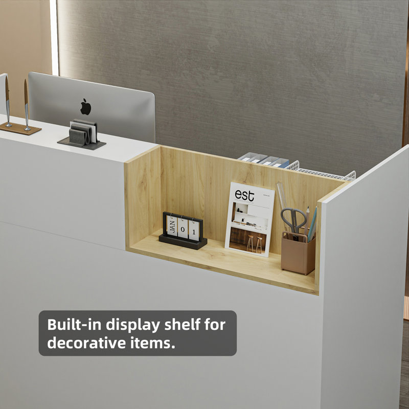 63'' Modern Wood Reception Desk With Storage
