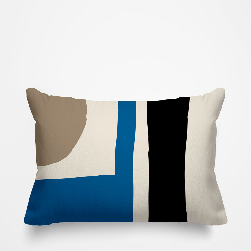 Coussin décoratif intérieur / extérieur en polyester filé Sadia, Turquoise, H 14 po x l 20 po