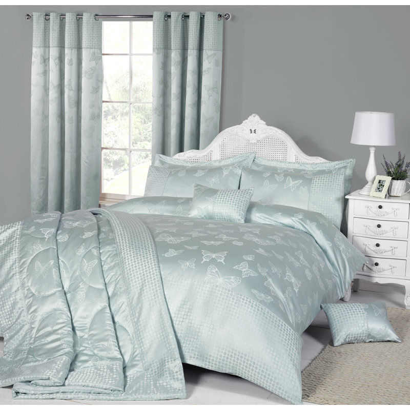 Crowl Floral Duvet Cover Set with Pillowcases Included, Duck Egg Blue, King Duvet Cover + 2 Standard Pillowcases