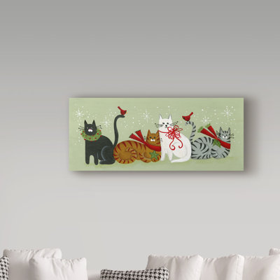 « quatre christmas chats », art sur toile