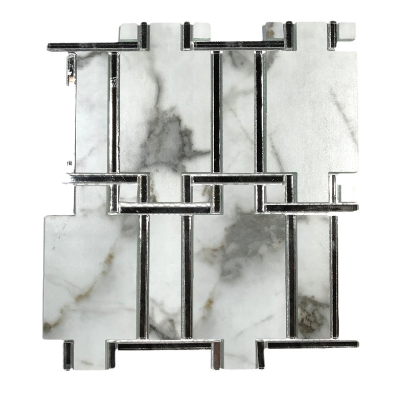Carreau de mosaïque en verre 6 po x 6 po Tuscan Design, Carrare Bianco