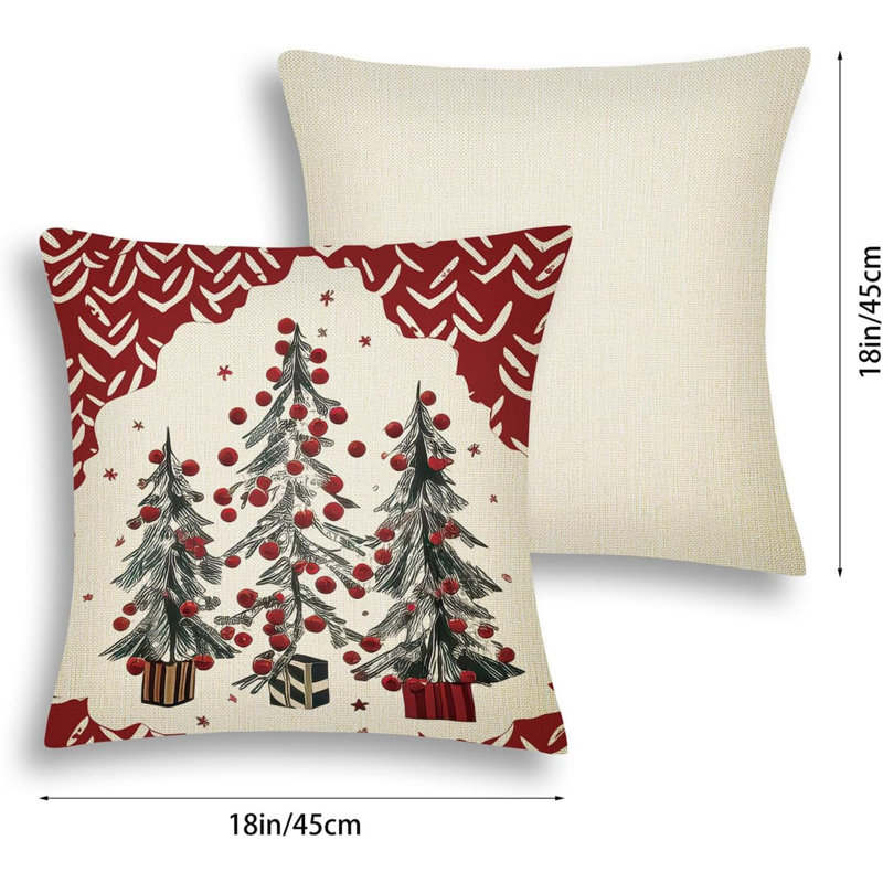 Ensemble de 4 housses de coussin de Noël de 18 x 18, housses de coussin décoratives de Noël à motif écossais rouge vintage