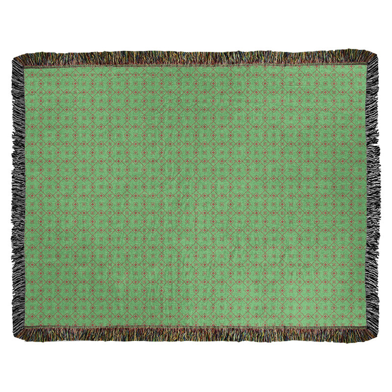 Couverture en coton Katelyn Elizabeth, l 50 po x L 60 po, Vert / Rouge