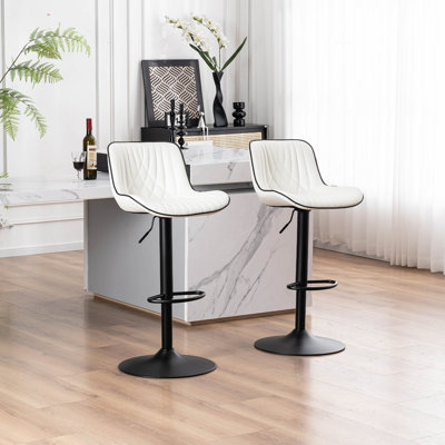 Zager Faux Leather Swivel Adjustable Height Bar Stool