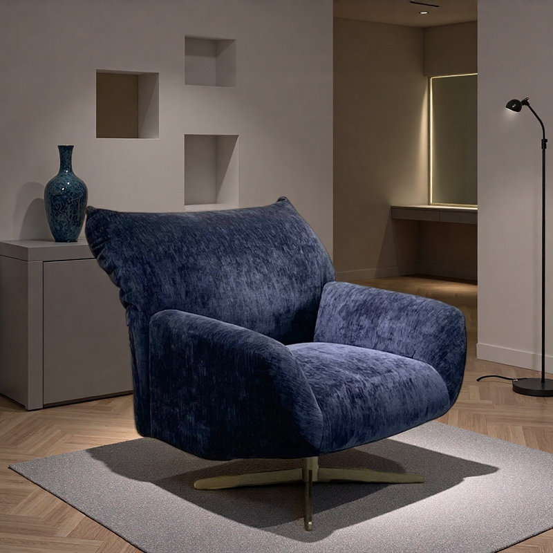 Fauteuil de loisir rotatif simple French French, Bleu très foncé