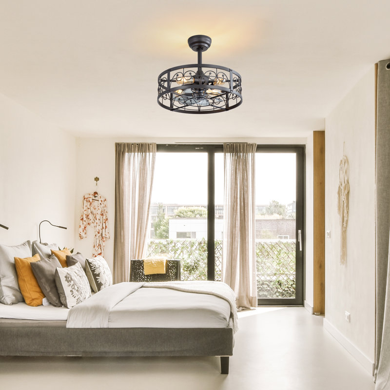 Ventilateur de plafond intérieur en cage fermé à 7 pales 20 pouces avec télécommande Mariellen