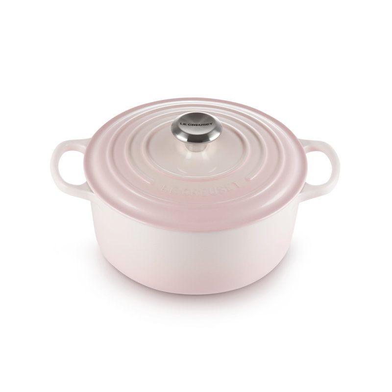 Le Creuset Cast Iron Round Casserole, 28cm / 6.7L, Shell Pink