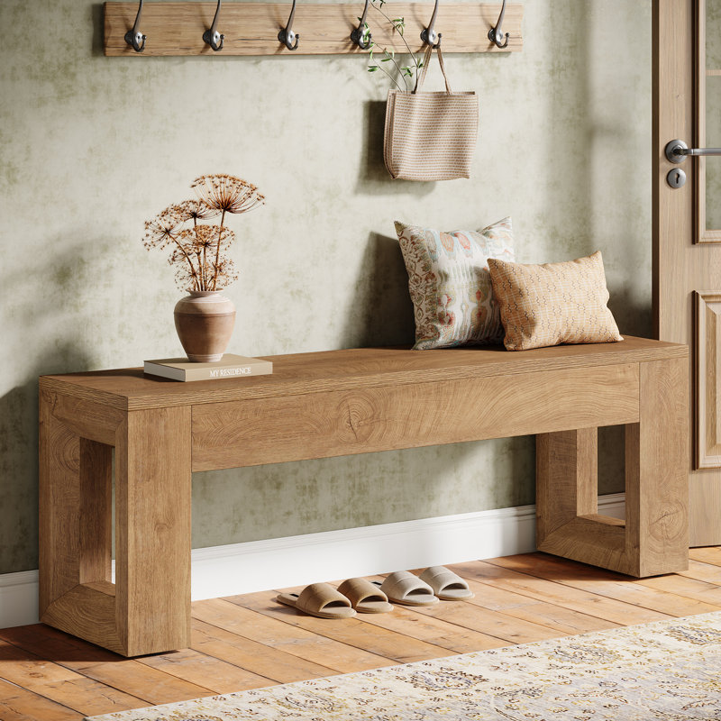47" Entryway Bench, Farmhouse Long Bench Seat for Dining Room, Living Room