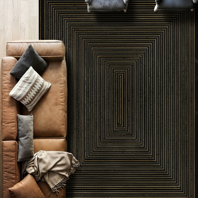 Monaco Series Abrstract Black/Gray/Ivory/Beige Area Rug, Rectangle 7'9" x 10'2"