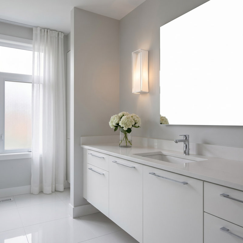 Luminaire mural de salle de bain 1 lumière Kelly Porterstler Courville avec blanc , H 18,75 po x l 6 po x P 5,75 po, Lin doux