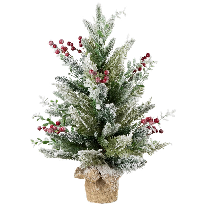 Flocked Balsam Pine Artificial Mini Christmas Tree In Burlap Base - 24" - Unlit