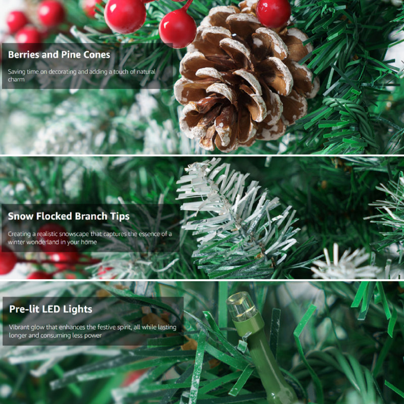 Natural Cones with Lights Xmas Tree:  Long - Lasting Decor