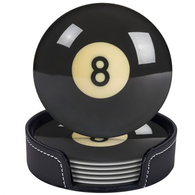 Ensemble de sous-verres noirs pour 8 verres avec support et sous-verres ronds noirs