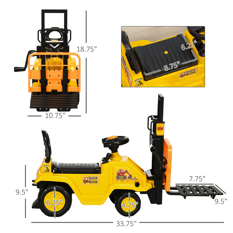 Yellow Forklift Ride-On Construction Toy for Kids
