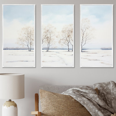 Neige, hiver, minimalisme, paysage, ensemble d'art mural sur toile