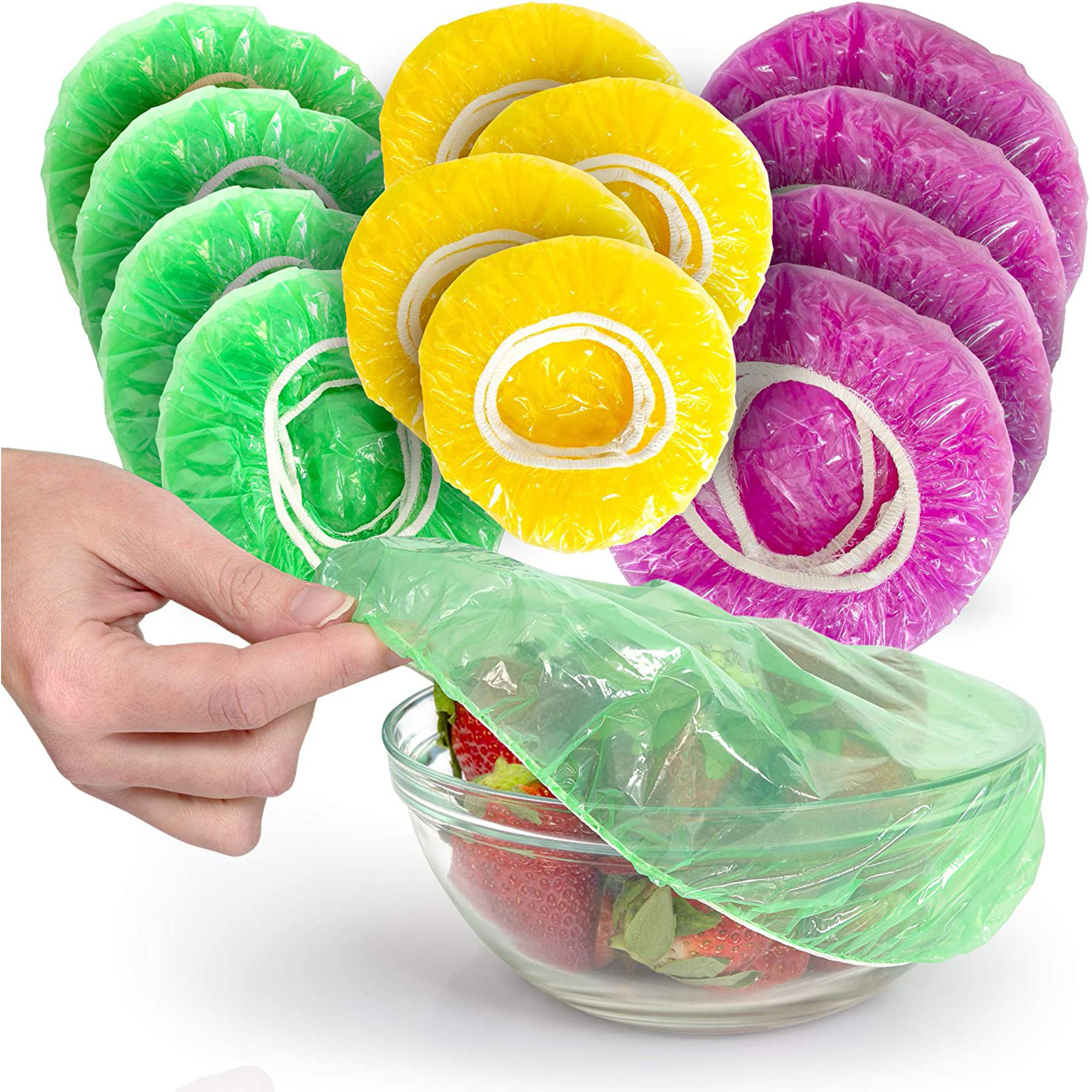 [e-Basic] - 100pcs Disposable Plastic Food Cover Wrap Elastic Food Lids  Refrigerator fruit food Stretch Dustproof Bowls Cups Cover