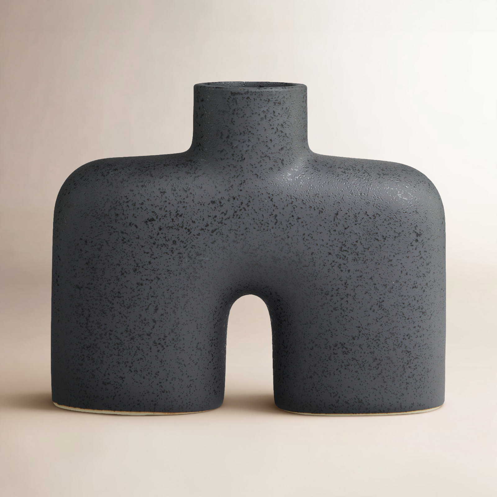 Sharee Stoneware Table Vase, Black, 9" H x 10.9" W x 3.55" D