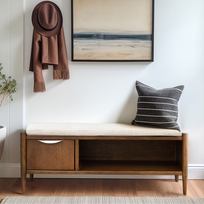 Banc d'appoint avec rangement et coussin rembourré
