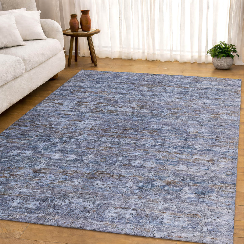 Premium Machine Washable Mayfield AMF2324 Ikat Rug, Blue, 5' x 7'6"