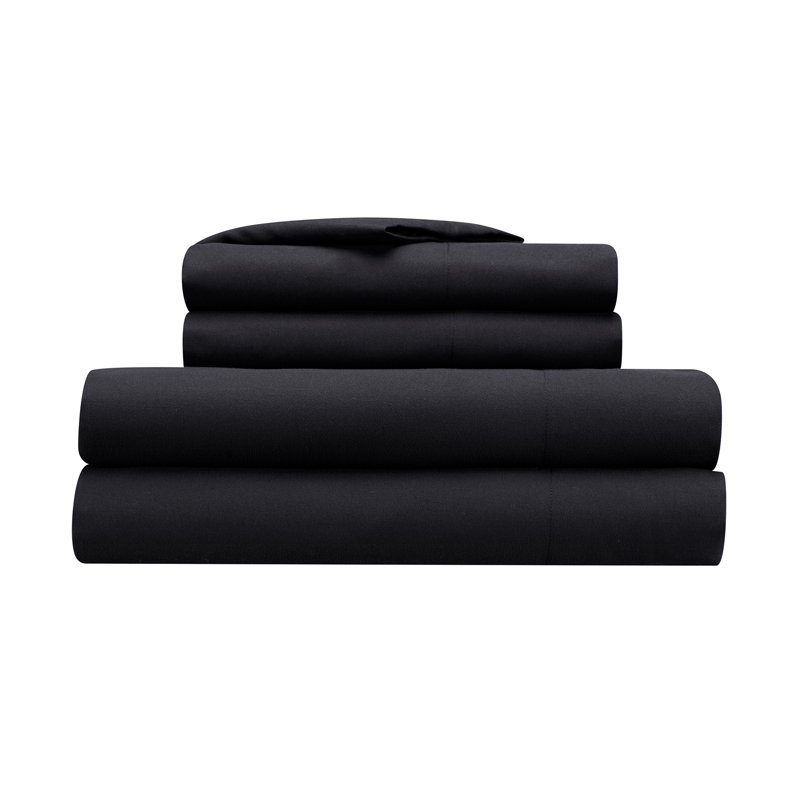Simply Clean Antimicrobial Microfiber Sheet Set, Full, Black