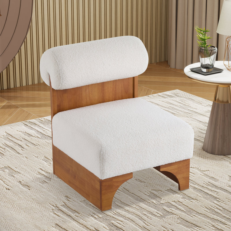 Fauteuil de chambre rembourré l 22,9 po, Polyester beige