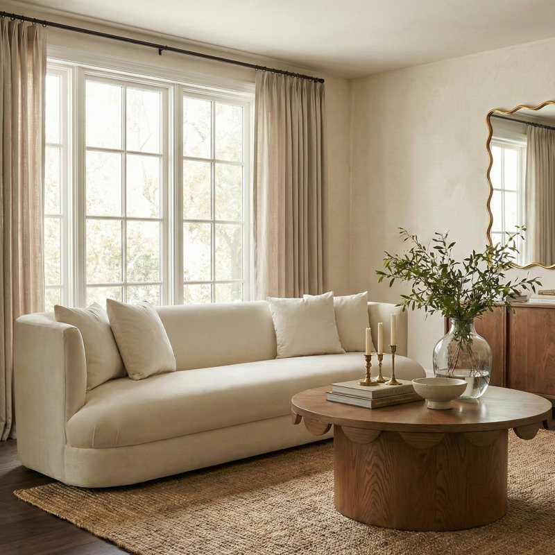 Alder Velvet Sofa, Cream Velvet