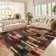 Modern Geometric Machine Washable Rug with Non-Slip Backing Non-Shedding Contemporary Accent Carpet Soft Low Pile Floor Cover for Living Room