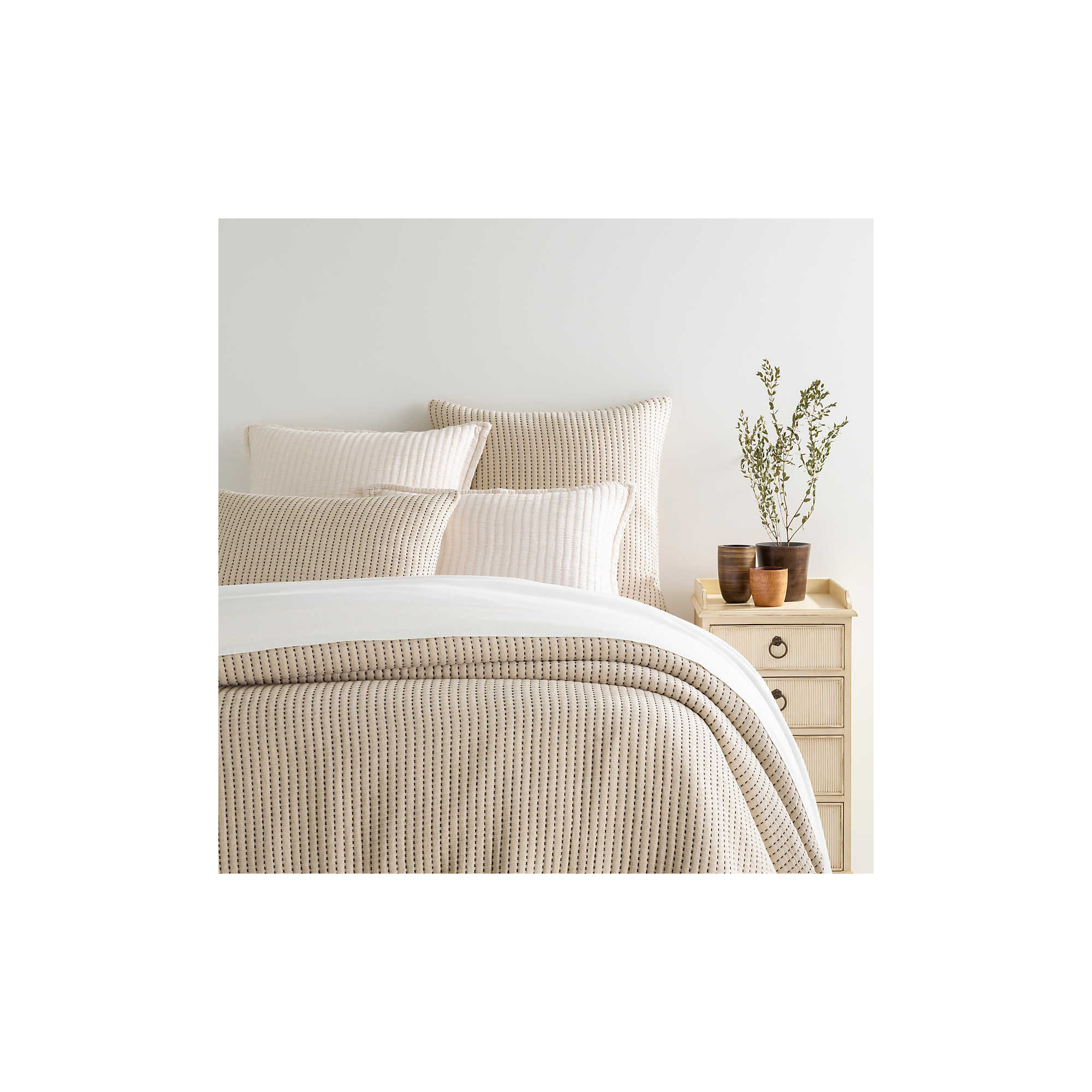 Pick Stitch Matelasse Coverlet, Twin/Twin XL Coverlet, Natural
