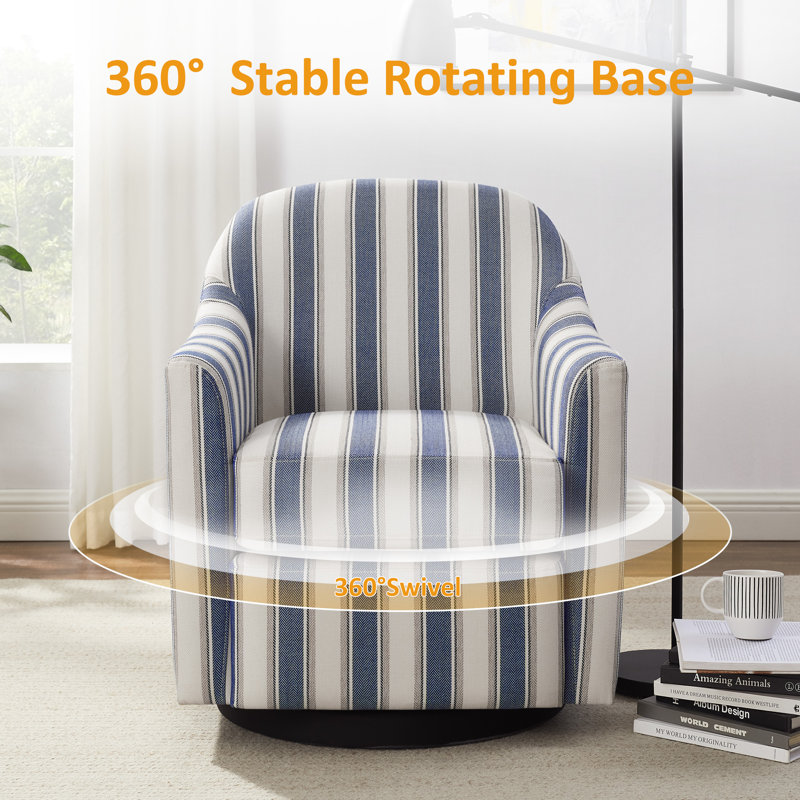 Set Of 2 29.92In Swivel Accent Chair, Navy Stripe Linen