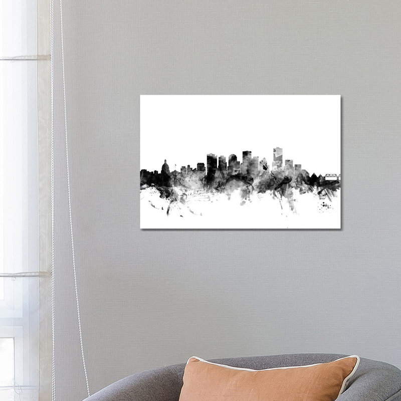Edmonton, Canada In Black & White by Michael Tompsett - Wrapped Canvas Gallery-Wrapped Canvas Giclée