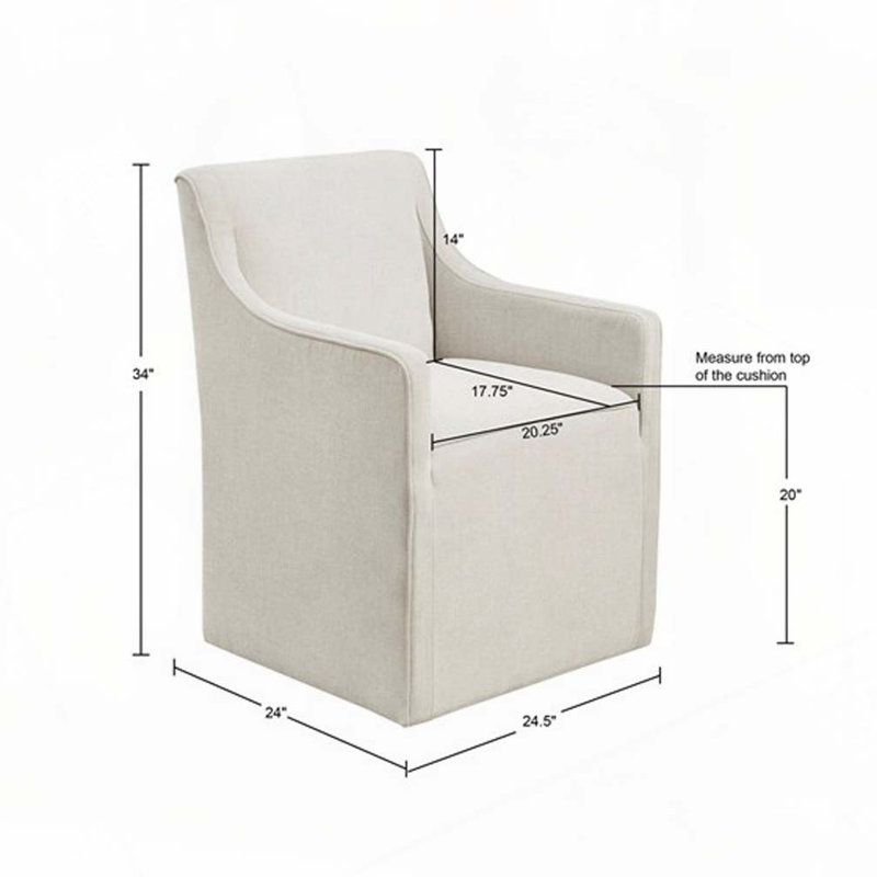 Chaise avec accoudoirs à jupe, Crème, crème