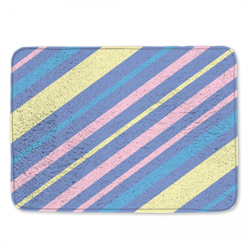 Tapis de bain pastel à rayures diagonales, L 34 po x L 21 po
