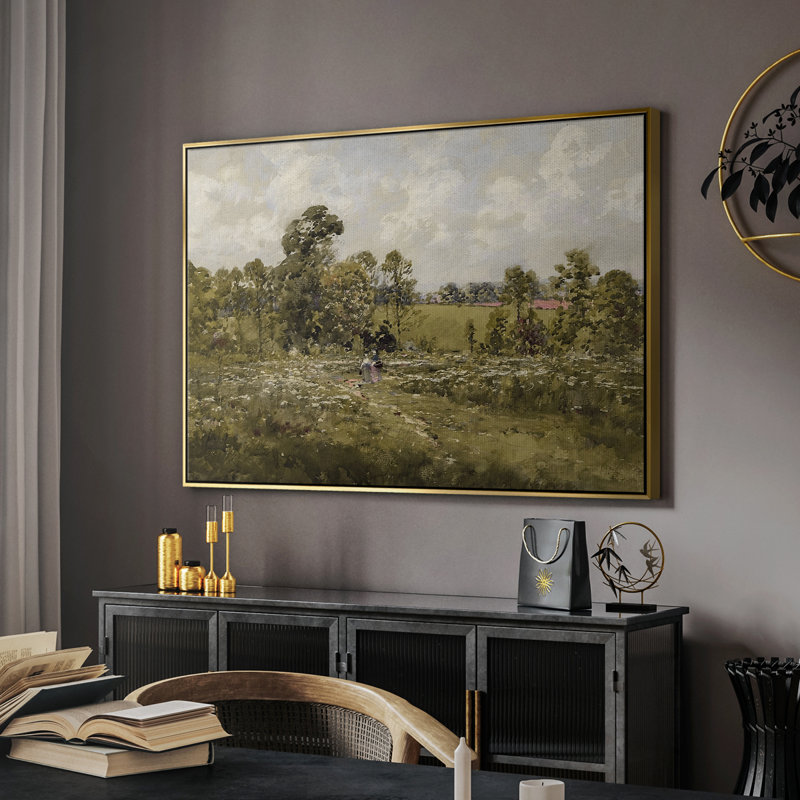 «Vintage Landscape -CMXLV» sur toile, Or, H 17 po x l 25 po
