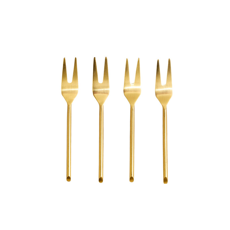 Petites fourchettes fines dorées, ensemble de 4