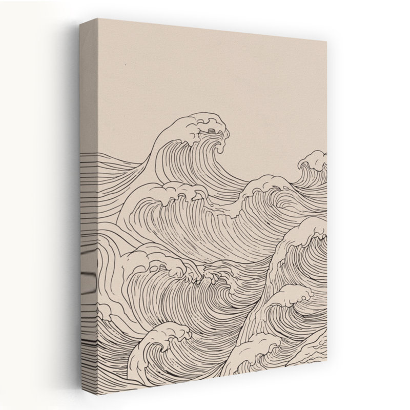 Impression sur art japonais, vagues de l'océan japonais, 60" H x 40" W