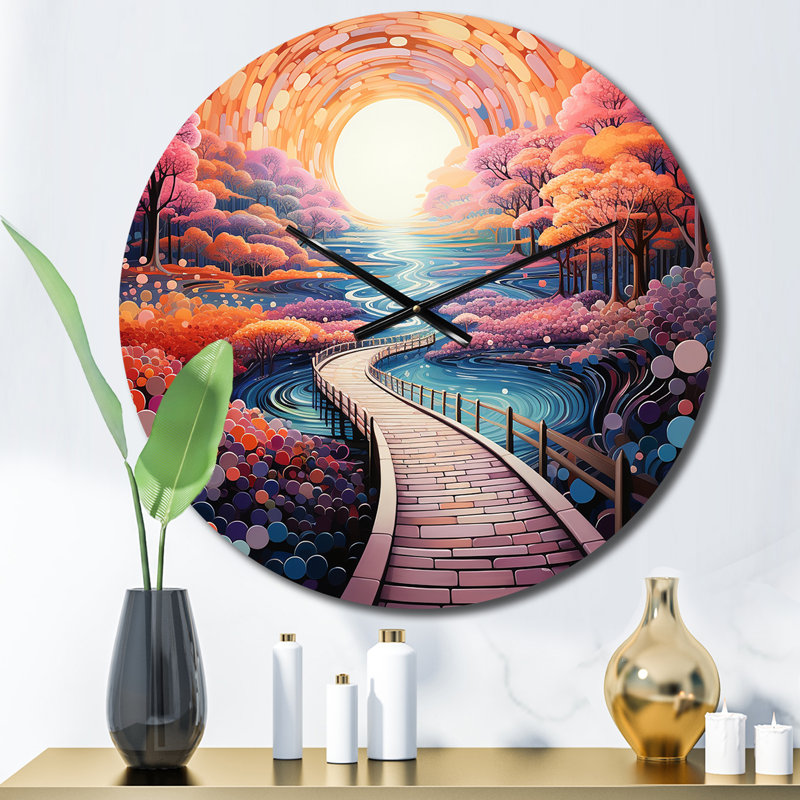 Horloge murale pointillisme orange, Petit