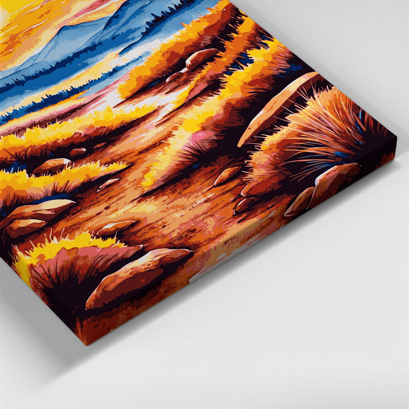 Aquarelle, paysage 46, art mural sur toile brune