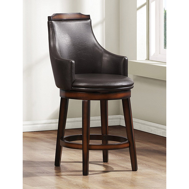 Janorris Swivel Upholstered Counter Stool with Solid Wood Frame, Extra Tall (41.25” Seat Height)