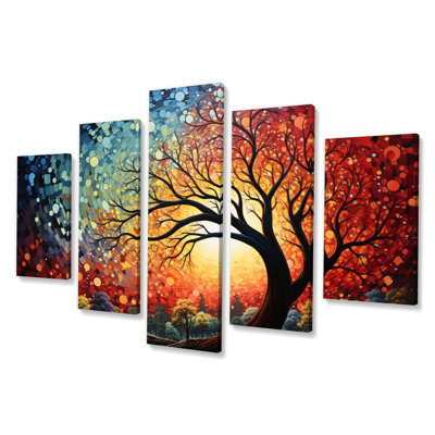Coloré pointillisme Twister tempête I - décoration murale pointillisme - 5 panneaux
